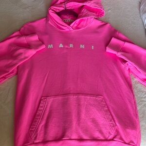 Marni Hot Pink Logo Pullover Hoodie